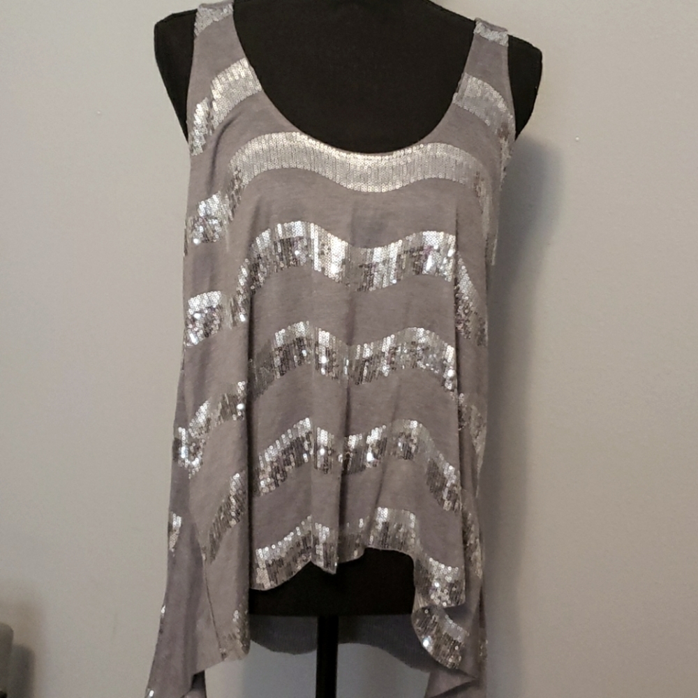 ZOA New York Sequin Asymmetrical Tank Top